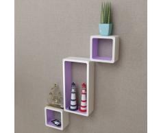 vidaXL Estanterías de cubos para pared 6 unidades blanco y violeta