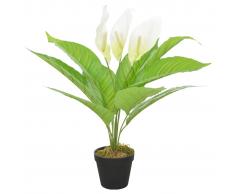 vidaXL Planta artificial Anthurium con macetero 55 cm blanca