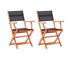 vidaXL Sillas jardín plegables 2 uds madera eucalipto textilene negro