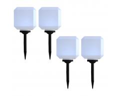 vidaXL Lámparas solares LED de exterior 4 uds. cúbicas 20 cm blanco