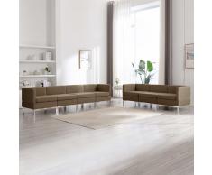 vidaXL Juego de sofás 7 piezas de tela marrón