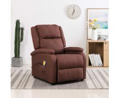 vidaXL Sillón de masaje reclinable de tela marrón