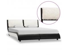 vidaXL Estructura de cama cuero sintético blanco y negro 140x200 cm
