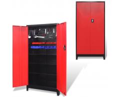 vidaXL Armario de herramientas 2 puertas acero negro/rojo 90x40x180 cm