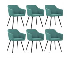 vidaXL Sillas de comedor 6 unidades de tela verde