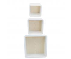 bhp Estantes de pared cubos 3 pzas madera cubierta PVC blanco B421925