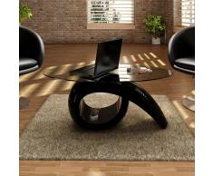 vidaXL Mesa de centro superficie ovalada de vidrio negro brillante