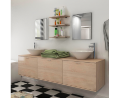 vidaXL set mobiliario de baño con lavabo 8 uds beige (242566+242571)