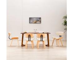 vidaXL Sillas de comedor 6 uds madera curvada y cuero sintético crema