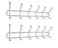 vidaXL Percheros de pared con 12 ganchos 2 unidades