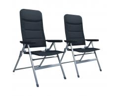 vidaXL Sillas reclinables de jardín 2 unidades aluminio negro