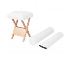 vidaXL Taburete de masaje plegable 12 cm de grosor y 2 cojines blanco