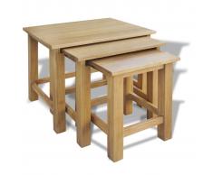 vidaXL Mesas apilables 3 unidades madera maciza de roble
