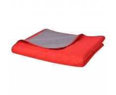vidaXL Colcha de cama doble cara roja y gris 170x210 cm