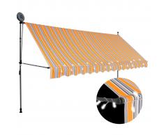vidaXL Toldo manual retráctil con LED amarillo y azul 400 cm