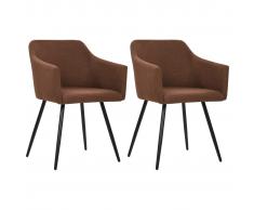vidaXL Sillas de comedor 2 unidades tela marrón
