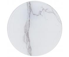 vidaXL Tablero para mesa vidrio con textura de mármol blanco Ø40 cm