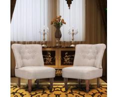 vidaXL Sillones de estilo francés 2 unidades tela color crema