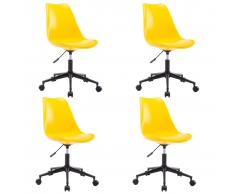 vidaXL Sillas de comedor giratorias 4 uds cuero sintético amarillo