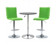 vidaXL Set mesa alta y taburetes de bar 3 pzas cuero sintético negro