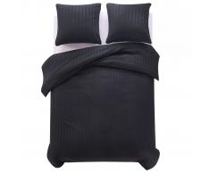 vidaXL Funda nórdica 3 piezas algodón satinado 200x220/80x80 cm negra