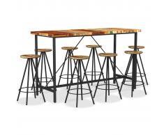 vidaXL Set de muebles de bar 9 piezas madera maciza reciclada