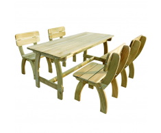 vidaXL Mesa y sillas de exterior 5 piezas de madera de pino impregnada