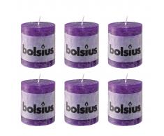 Bolsius Velas rústicas 80 x 68 mm moradas 6 unidades