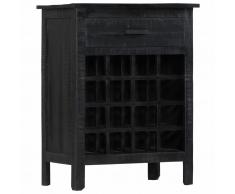 vidaXL Botellero de madera de mango maciza negro 56x35x75 cm