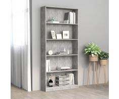 vidaXL Estantería de 5 niveles aglomerado gris hormigón 80x24x175 cm