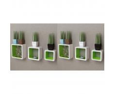 vidaXL Estanterías de cubos para pared 6 unidades blanco y verde