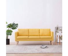 vidaXL Sofá de 3 plazas de tela amarillo