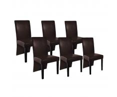 vidaXL Sillas de comedor 6 unidades cuero artificial marrón oscuro