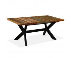 vidaXL Mesa de comedor madera maciza reciclada y cruz de acero 180 cm