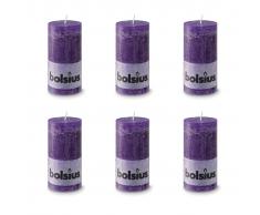 Bolsius Velas rústicas 130 x 68 mm moradas 6 unidades