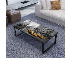 vidaXL Mesa de centro superficie de vidrio foto New York rectangular