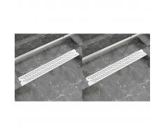vidaXL Desagüe lineal ducha 2 uds curvas 830x140 mm acero inoxidable