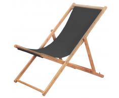 vidaXL Silla de playa plegable estructura de madera y tela gris