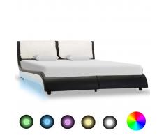 vidaXL Estructura cama con LED cuero sintético negro blanco 120x200cm