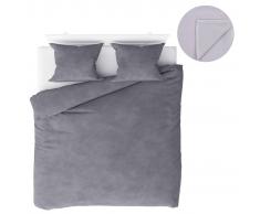 vidaXL Juego de cama forro polar 5 piezas gris 200x220/60x70 cm