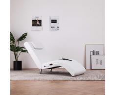 vidaXL Diván de masaje con almohada de cuero sintético blanco