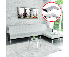 vidaXL Sofá cama en forma de L cuero sintético blanco