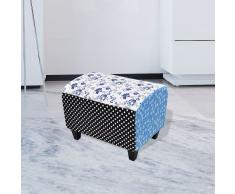 vidaXL Taburete Reposapiés Labor de retazos Otomano Flor Azul&Blanco