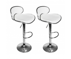 vidaXL Taburete de cocina bar, 2 unidades blancas, con respaldo