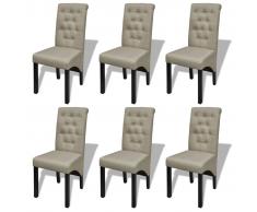 vidaXL Sillas de comedor 6 unidades de tela beige