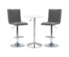 vidaXL Mesa alta y taburetes de barra 3 piezas cuero sintético blanco