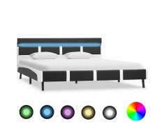 vidaXL Estructura de cama con LED cuero sintético gris 120x200 cm