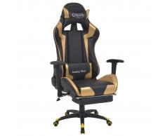 vidaXL Silla de escritorio reclinable Racing con reposapiés dorada