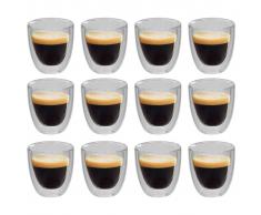 vidaXL Vasos de cristal térmico doble pared para café 12 uds 80 ml