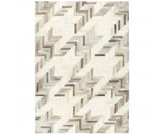 vidaXL Alfombra de almazuela cuero pelo gris/blanco 80x150 cm